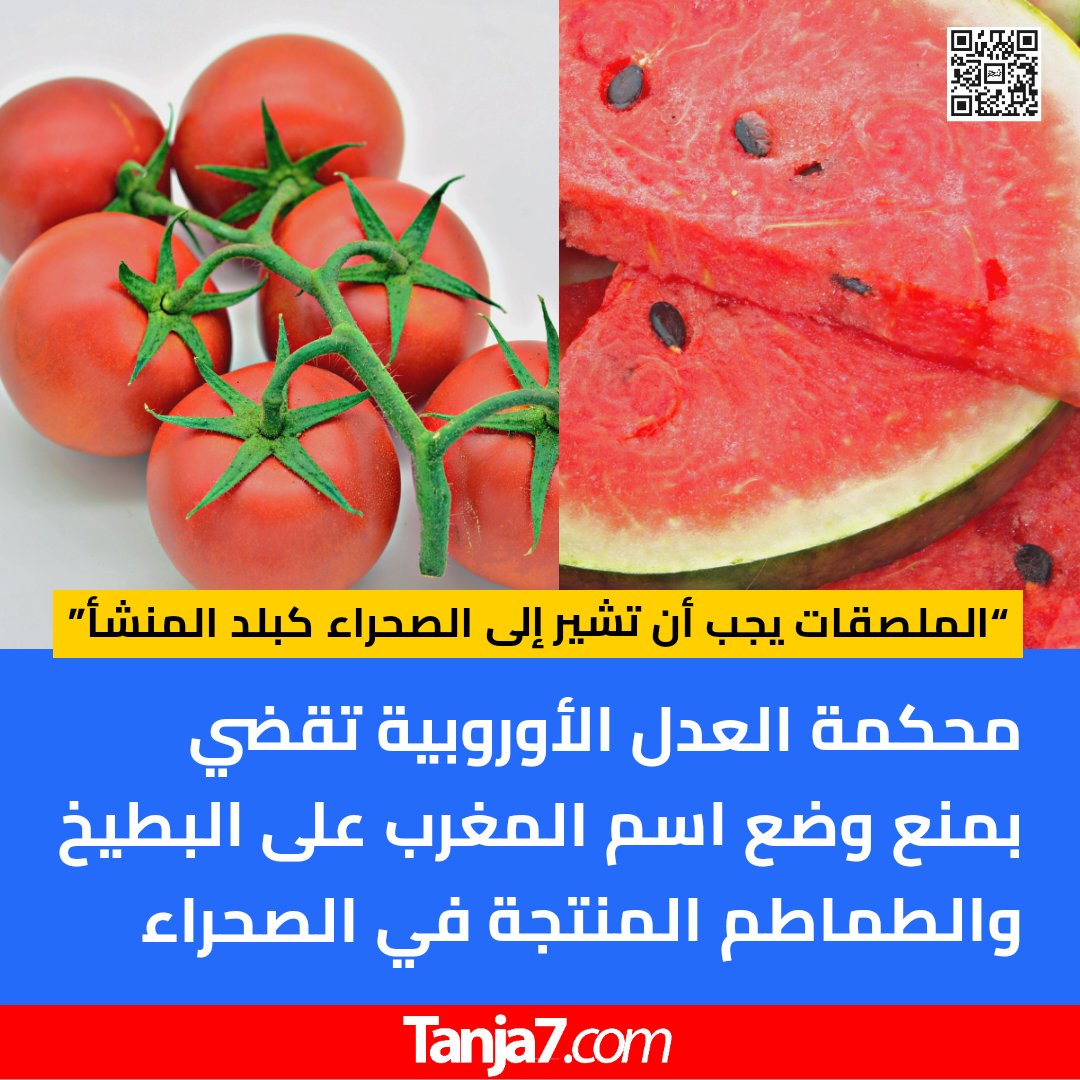 محكمة العدل الأوروبية تقضي بمنع وضع اسم المغرب على البطيخ والطماطم المنتجة في الصحراء

#المغرب