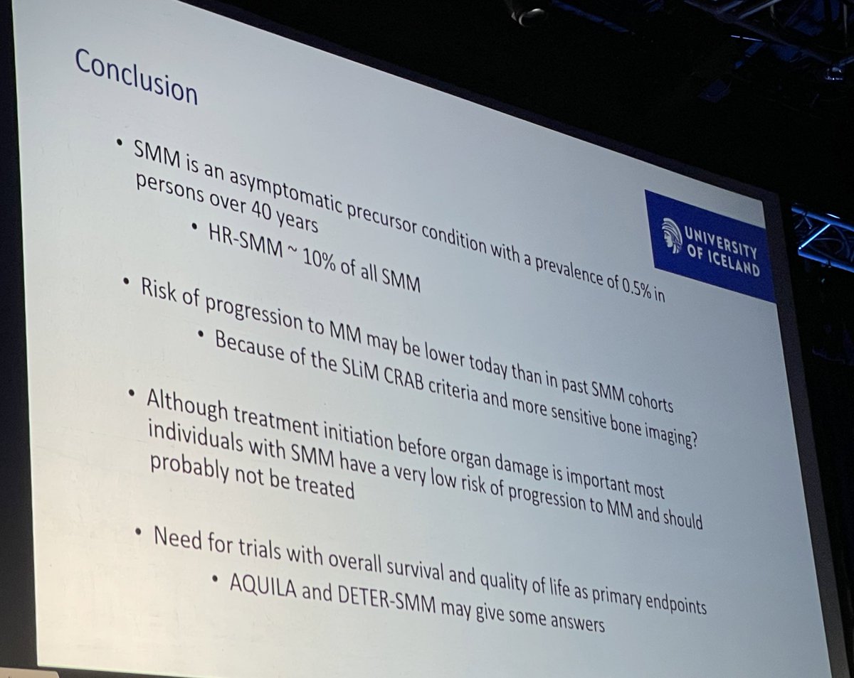 #ESHMM2024 great presentation and discussion by <a href="/SigrunThorstei1/">Sigrun Thorsteinsdottir</a> 👉🏻iStopMM 👉🏻in SMM WB-MRI is very sensitive and identifies pt with lesions as active MM very early👉🏻WB-MRI will change our current assumption of progression rate of SMM to active MM due to earlier detection