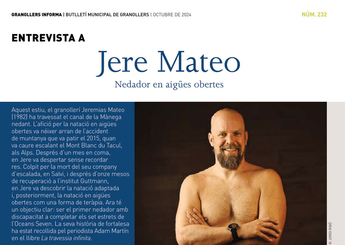granollers's tweet photo. A l’entrevista del butlletí d’aquest mes parlem amb Jere Mateo, nedador en aigües obertes
🏊‍♂️Aquest estiu ha travessat el canal de la Mànega nedant!
Llegeix l’entrevista aquí 👇https://t.co/sx3WMeVEuL
@jereswim https://t.co/Tq4H9ywcfs