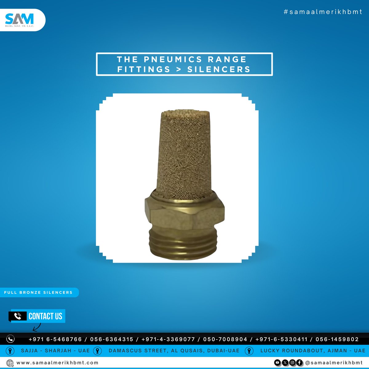 samaalmerikhbmt's tweet image. Enhance your pneumatic system's performance with our Pneumics Range fittings and silencers! Designed to reduce noise and improve efficiency. Visit our shop today for top-quality solutions!
#pneumaticsolutions #silencers #fittings #industrialperformance