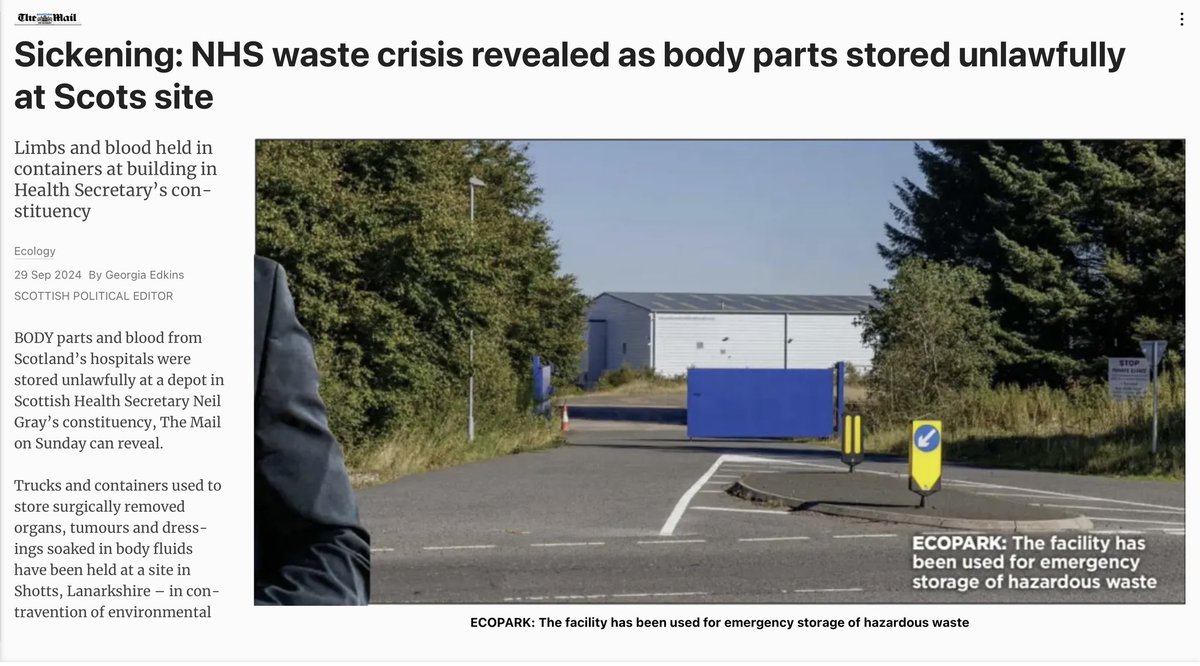 HealthcareEnv's tweet photo. @OnYourCase5 @bbcquestiontime @ScottishEPA And lets not forget allowing the NHS #tradebe to use our stolen site to store hazardous waste from England in a site owned by ther Scottish txpayer after being robbed of us and @ScottishEPA says nothing to see here? https://t.co/4XE0CewPrm