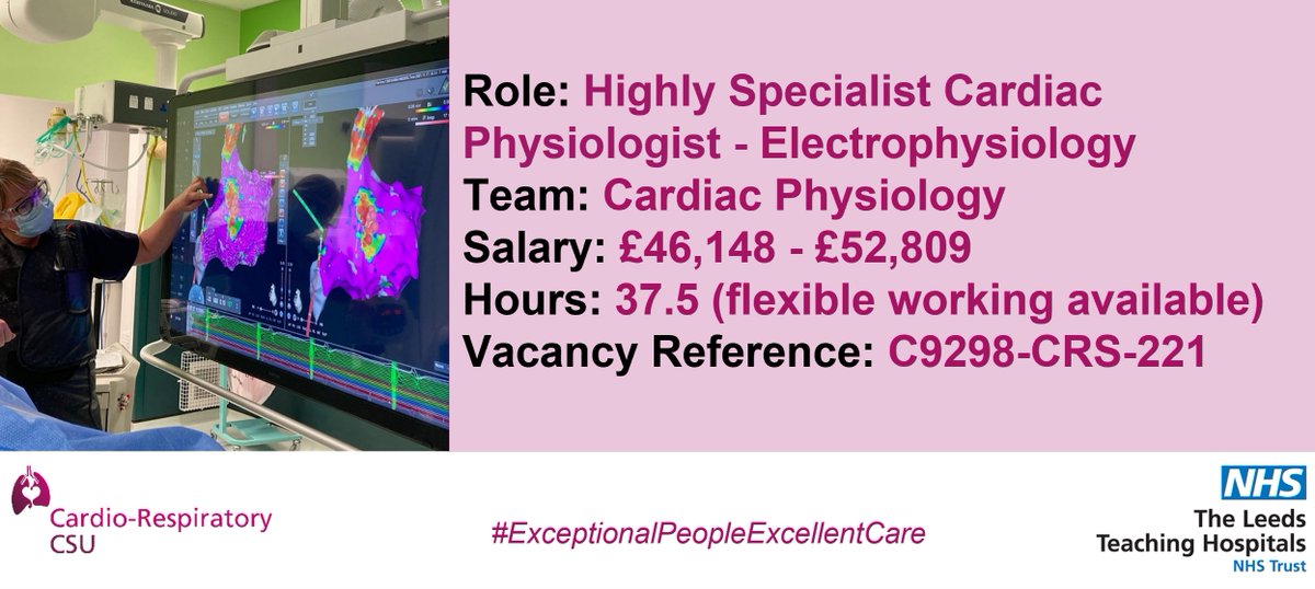 We're looking for a Highly Specialist Cardiac Physiologist to join our EP team
We perform over 800 procedures pa in our recently refurbished Cath Labs - there couldn't be a better time to join the team!
jobs.nhs.uk/candidate/joba…