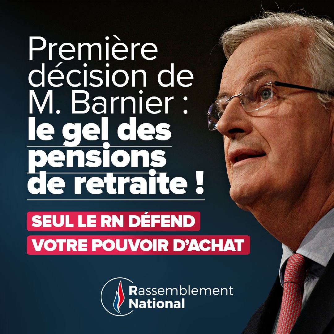 🔴 Le Rassemblement National s'oppose fermement au gel de la réévaluation des pensions de retraite voulu par le gouvernement !

Plutôt que de pénaliser les plus précaires, reprenons l'argent de la fraude et des gaspillages !

🇫🇷 Dites non : adhesions.rassemblementnational.fr