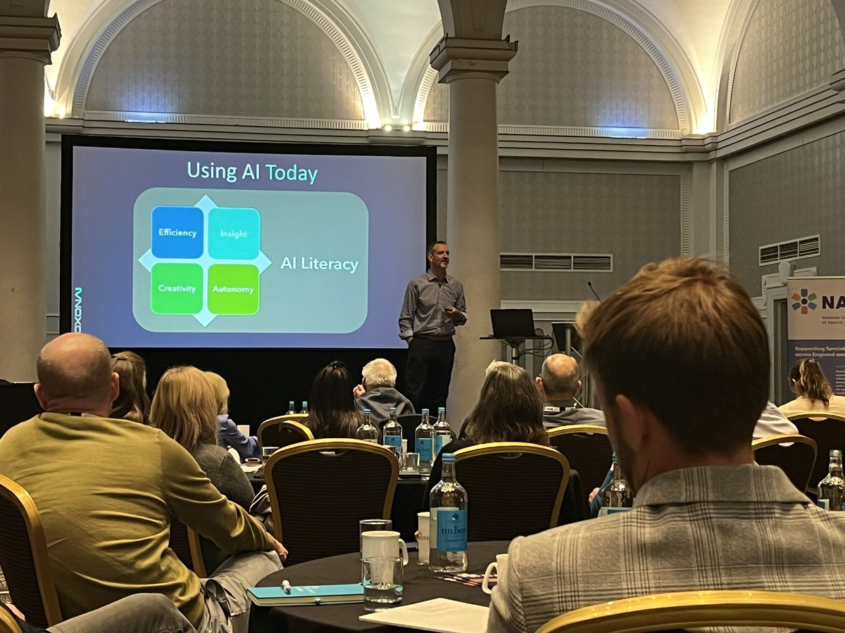 Excited to hear AI expert <a href="/coxondj/">Darren Coxon</a> discuss the transformative potential of AI in special schools &amp; how it can enhance a SEND classroom with💡content generation💡analysis &amp; insights💡fostering creativity &amp; student autonomy
We’re looking forward to his workshop later!
#NASSConf2024