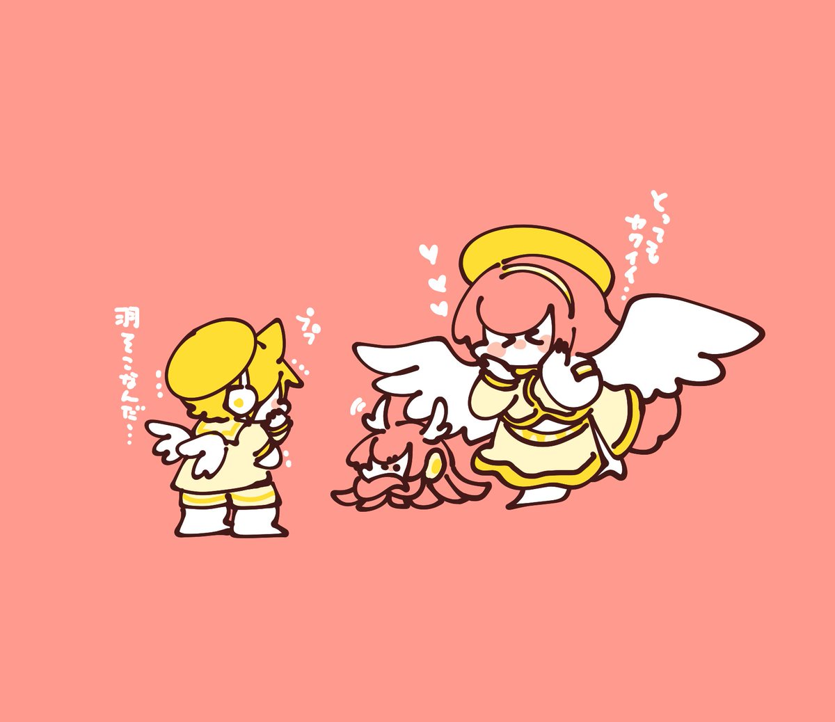 鏡音レン ,巡音ルカ 「天使の日は天使ボカロ達 」|袁のイラスト