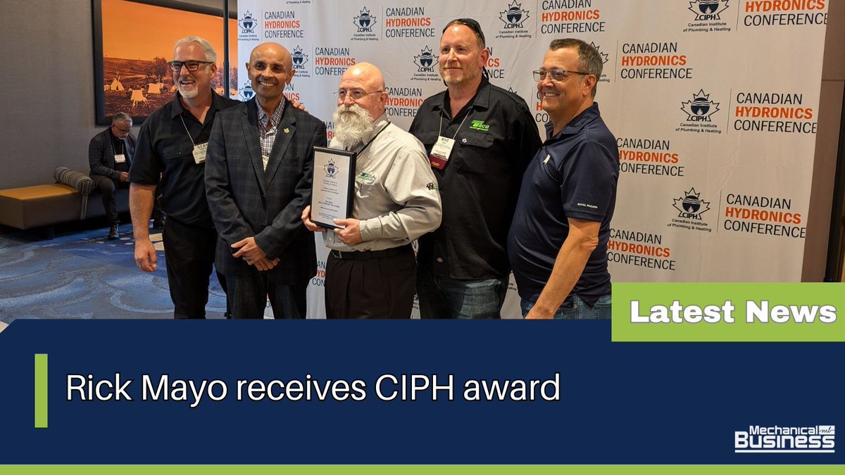 MechBusiness's tweet image. Rick Mayo was presented with the Lifetime Service Award during the CIPH Canadian Hydronics Conference in Edmonton, AB. 
.
.
.
Click on the link for more details: buff.ly/3BvhVdb 
#CIPH #hydronics #HVACR #TacoComfortSolutions #CHCconference #industryawards