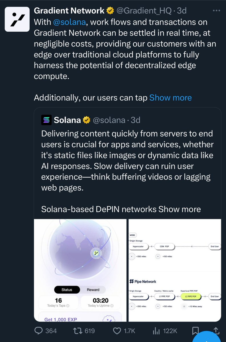 marjidofficial's tweet photo. Gradient Network Is The Open Layer For Edge Compute On Solana. By Building A Decentralized Compute Infrastructure Powered By The Global Community, To Make Compute Inclusive , Accessibility And Affordable To Everyone. Click The Below Link To Join Now. If You Do Not Have A Laptop To Farm This Airdrop, You Can Simply Use Your Phone And “MISES BROWSER” To Farm. If You Still Don’t Understand And You Want Me To Make A Well Detailed Video About This Project, Simply Retweet and Drop Your Gradient Invite Link In The Comment. 

Farm Here 👉 https://t.co/KHYyA37uLG