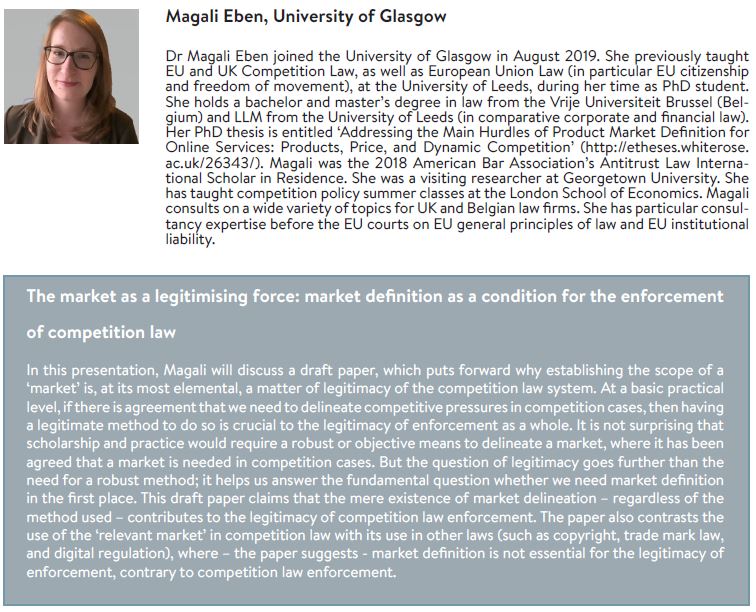 Today's <a href="/ccp_uea/">Centre for Competition Policy</a>  Research Seminar saw <a href="/MagaliEben/">Magali Eben</a>  present 'The market as a legitimising force: market definition as a condition for the enforcement of competition law'.