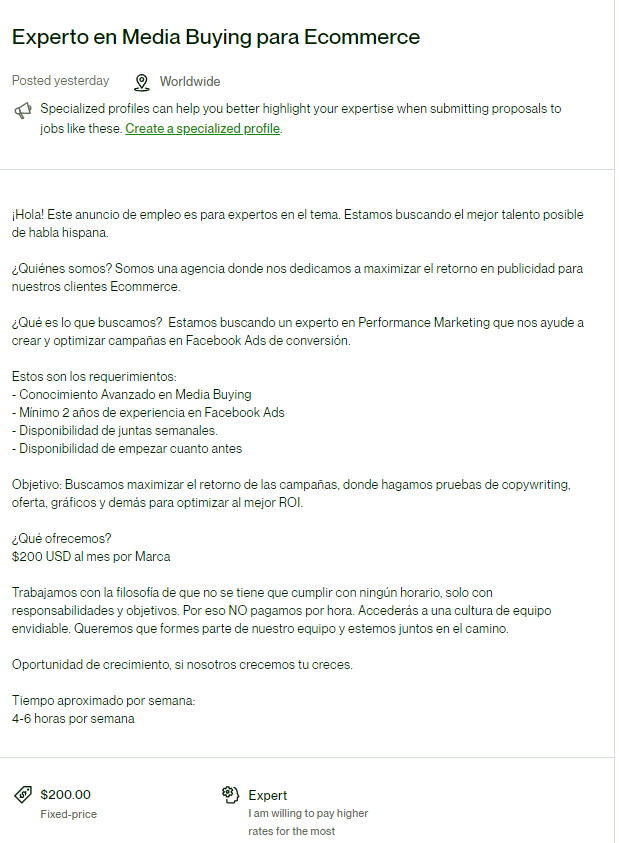 amigafreelance's tweet photo. "No hay buenas oportunidades de trabajo en español"

- Redactor SEO ($17-50 USD por hora)
- Consultor de Odoo ($13-22 USD por hora)
- Media Buyer ($200 USD/marca)
- Desarrollador Wordpress ($15-30 USD por hora)

A veces lo que tenemos son creencias limitantes... https://t.co/ofDaf2qQ8S