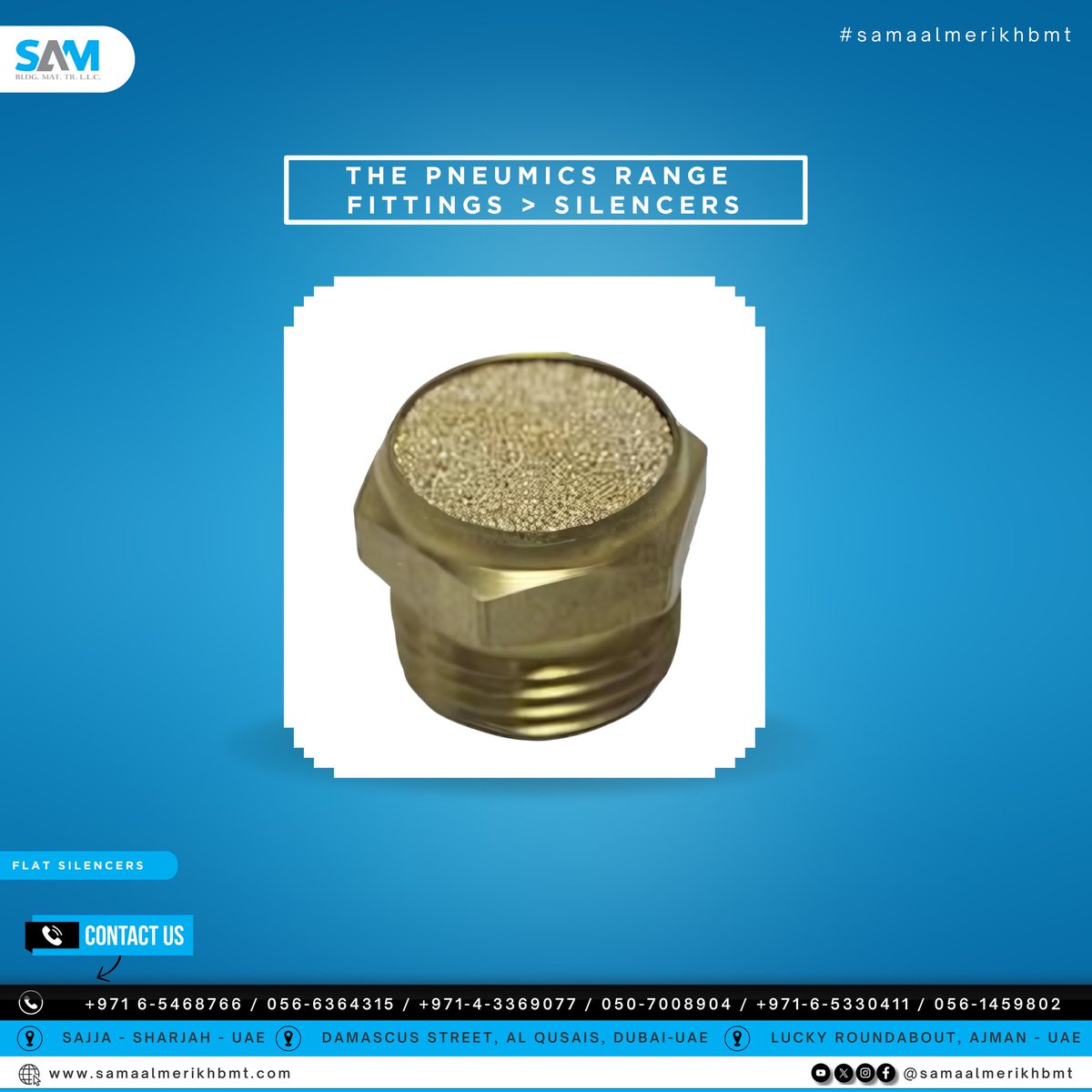 samaalmerikhbmt's tweet image. Enhance your pneumatic system's performance with our Pneumics Range fittings and silencers! Designed to reduce noise and improve efficiency. Visit our shop today for top-quality solutions!
#pneumaticsolutions #silencers #fittings #industrialperformance