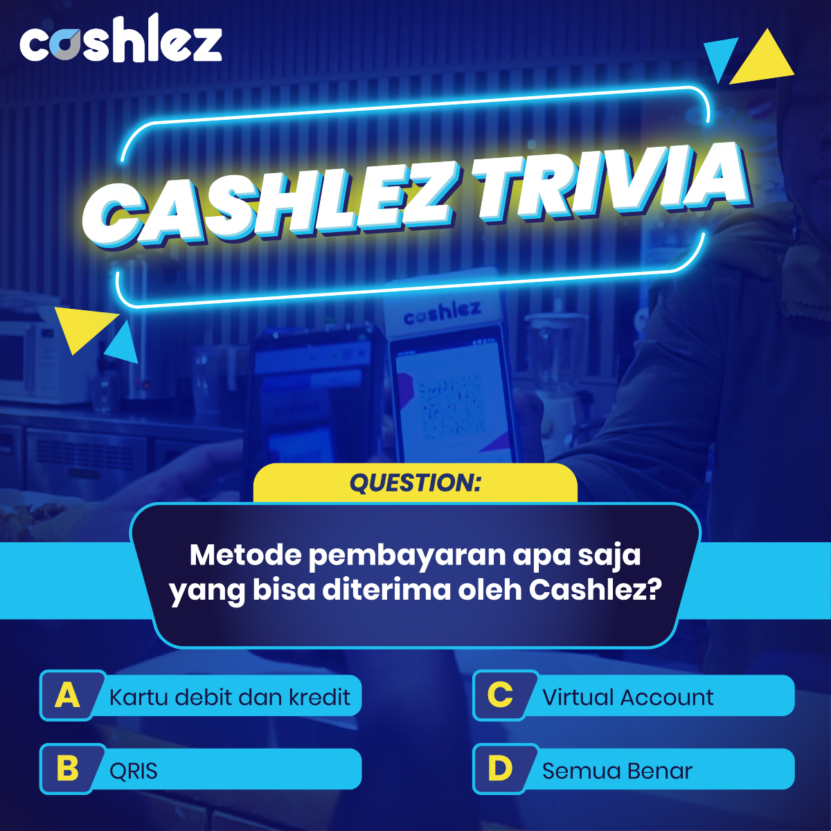 Yuk, uji pengetahuanmu tentang Cashlez! Tulis jawabanmu di kolom komentar dan jangan lupa ajak teman-teman kamu ikutan.

#cashlez #cashlezin #cashlezquiz #kuis #kuisinstagram #trivia