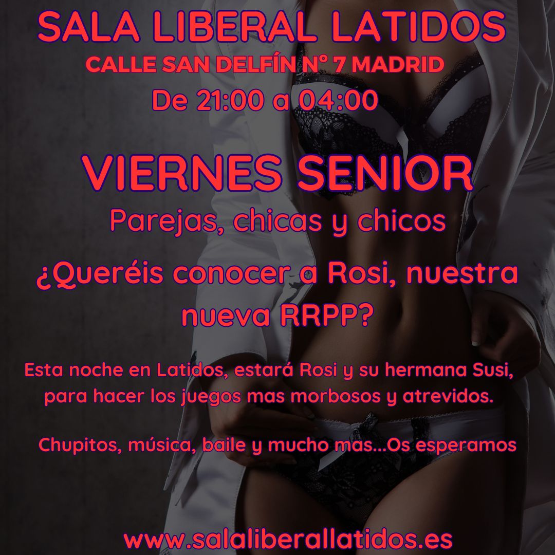 Esta noche todas aquellas parejas, chicos y chicas que vangáis a <a href="/latidosliberal/">latidossalaliberal@gmail.com</a>  a conocer a nuestra Relaciones Públicas Rosi y a su hermana Susi, estáis invitados a un "chupito". Os esperamos.
#parejas #chicascalientes #hotwife #cuckold #swingerscouples