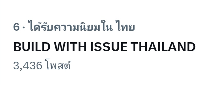 อันดับ6​แล้ว​ ไปกันต่อ

BUILD WITH ISSUE THAILAND
#BuildInBIFW2024