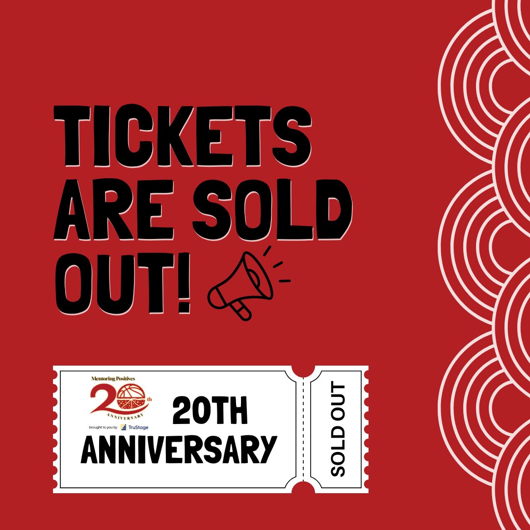 🎉 Tickets Sold Out! 🎉

Thank you to everyone who purchased tickets for Mentoring Positives' 20th Anniversary Celebration—tickets are officially SOLD OUT! 🙌 Your support is the driving force behind our mission and truly keeps us moving forward!
#MP20