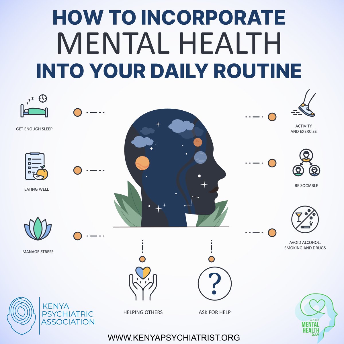 It’s Time to Prioritize Mental Health at Work and in Life!
This #WorldMentalHealthDay, take small steps to build mental well-being into your daily routine. Our infographic shows you how! Let’s start today for a healthier tomorrow. 💚 #MentalHealthInFocus #SelfCare #MentalWellness