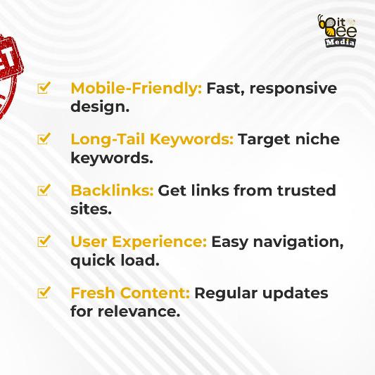 MediaBitbe77897's tweet image. Follow these 5 essential tips for SEO success:
1️⃣ Optimize for mobile.
2️⃣ Use long-tail keywords.
3️⃣ Build high-quality backlinks.
4️⃣ Improve user experience.
5️⃣ Regularly update your content.
#SEOSecrets #Page1Rank #DigitalMarketingTips 
#BITBEE