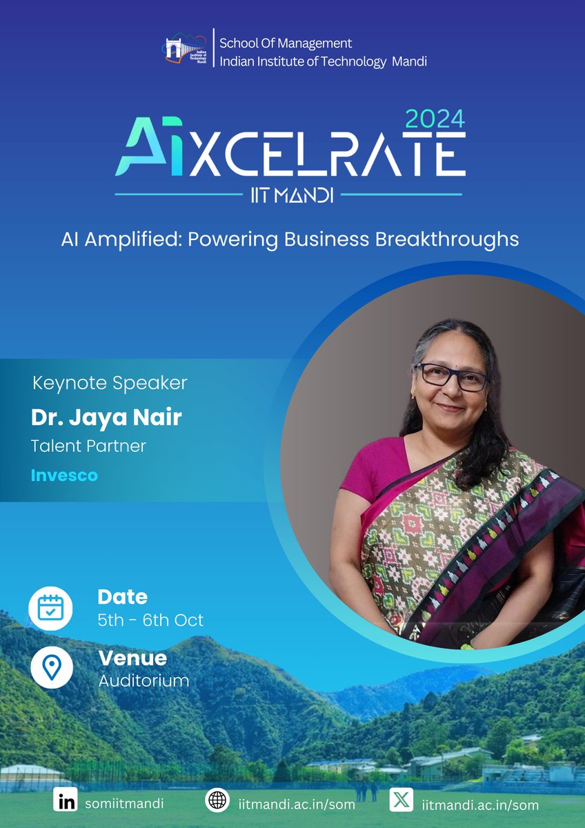 somiitmandi's tweet photo. Pleased to welcome distinguished guests at AiXCELERATE'24

- Dr. Jaya Nair, Talent Partner at Invesco
- Mr. Manpreet Singh, Sr. Director, The People Office at FIS
- Mr. Manroop Singh, Head of Talent Acquisition at Xperi

Eager to hear their insights on AI in HR!
#AiXCELERATE2024 https://t.co/rkwKaZxrRL