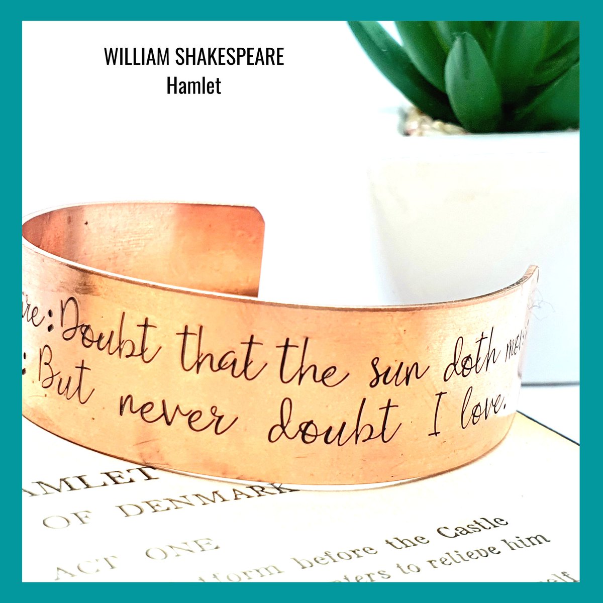 CoastandCelyn's tweet photo. Looking for a meaningful gift? Our adorable aluminium cuffs with quotes and phrases are here to spread joy! Explore our collection and find the perfect way to express your love and appreciation. Shop now and make someone's day extra special. 💝✨ #hamlet #shakespeare https://t.co/BUNIchRSNv