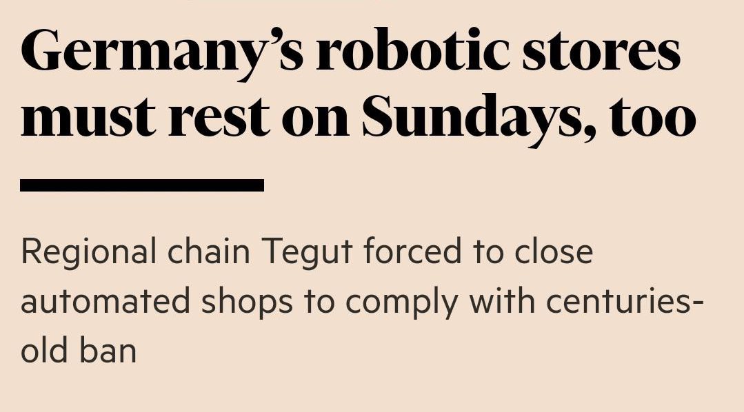 germany is so hell bent on staying behind that it gives rest days to robots