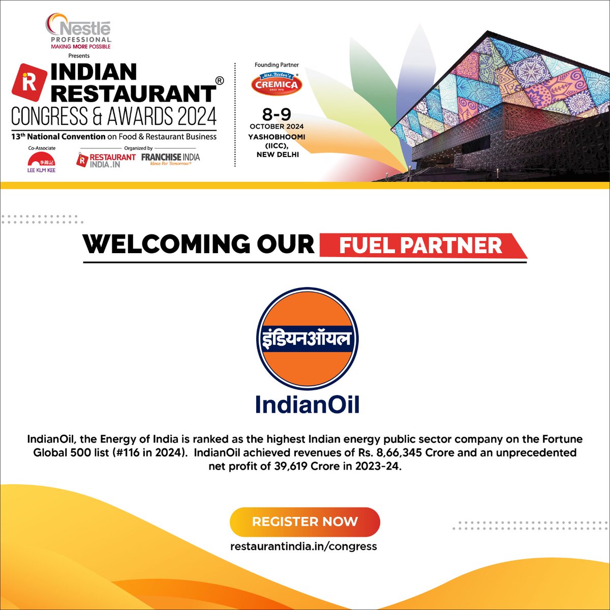 restaurantindia.in (@indianrestcong) on Twitter photo We are thrilled to announce Indian Oil Corp Limited as our Fuel Partner for the ๐๐ป๐ฑ๐ถ๐ฎ๐ป ๐ฅ๐ฒ๐๐๐ฎ๐๐ฟ๐ฎ๐ป๐ ๐๐ผ๐ป๐ด๐ฟ๐ฒ๐๐ & ๐๐๐ฎ๐ฟ๐ฑ๐๐ ๐ฎ๐ฌ๐ฎ๐ฐ!
๐๐ฅ๐ฒ๐ด๐ถ๐๐๐ฒ๐ฟ ๐ก๐ผ๐: rb.gy/1ykxni
#IndianRestaurantCongress #FuelPartner #IndianOil #Fortune500 We are thrilled to announce Indian Oil Corp Limited as our Fuel Partner for the ๐๐ป๐ฑ๐ถ๐ฎ๐ป ๐ฅ๐ฒ๐๐๐ฎ๐๐ฟ๐ฎ๐ป๐ ๐๐ผ๐ป๐ด๐ฟ๐ฒ๐๐ & ๐๐๐ฎ๐ฟ๐ฑ๐๐ ๐ฎ๐ฌ๐ฎ๐ฐ!
๐๐ฅ๐ฒ๐ด๐ถ๐๐๐ฒ๐ฟ ๐ก๐ผ๐: rb.gy/1ykxni
#IndianRestaurantCongress #FuelPartner #IndianOil #Fortune500