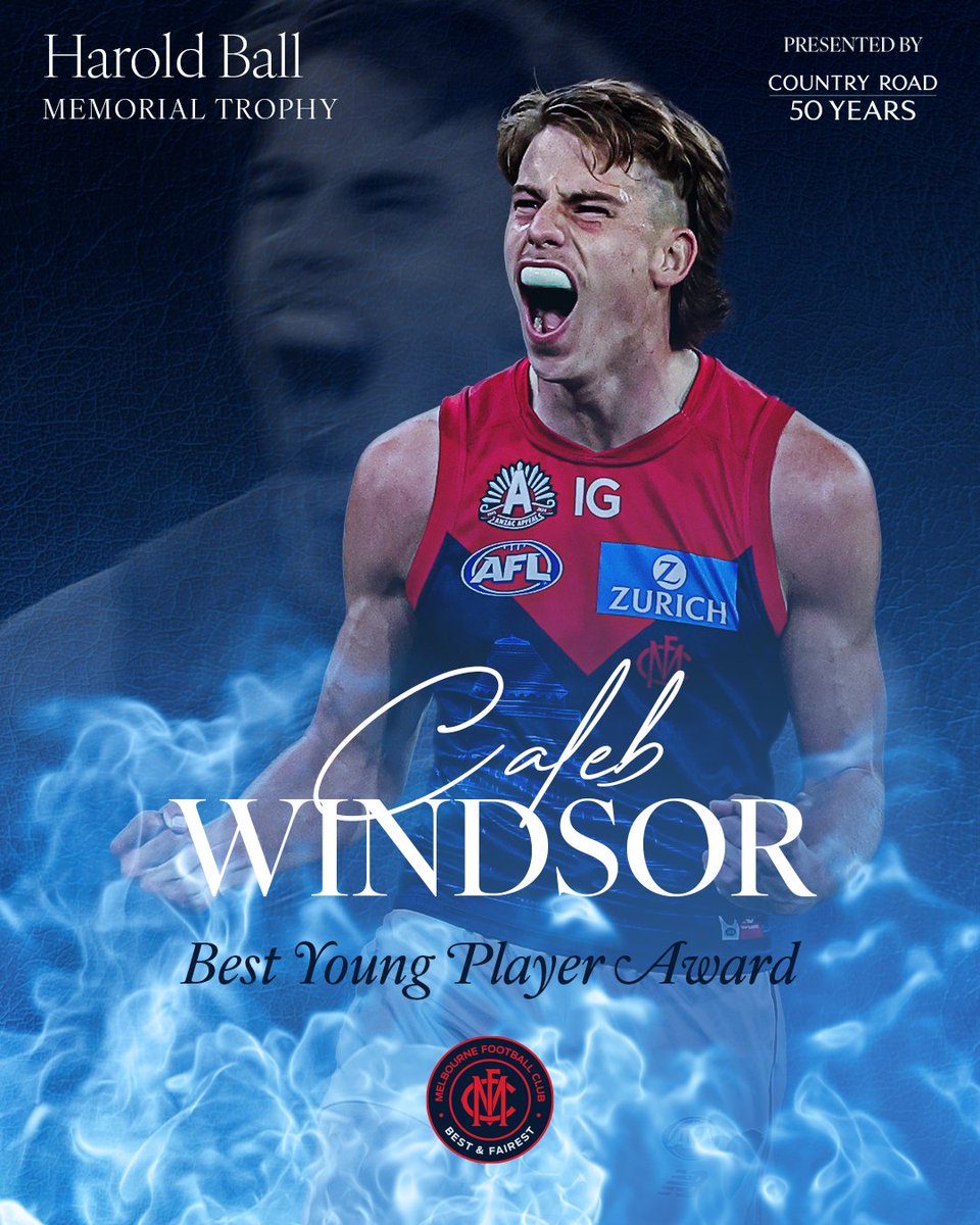 melbournefc's tweet image. Leaving the opposition tied in a Windsor knot. 🪢 

A strong start to his AFL career has earned Caleb Windsor this year’s best young player award. 💨 

Read More 📝 | mfcde.es/47XNicD