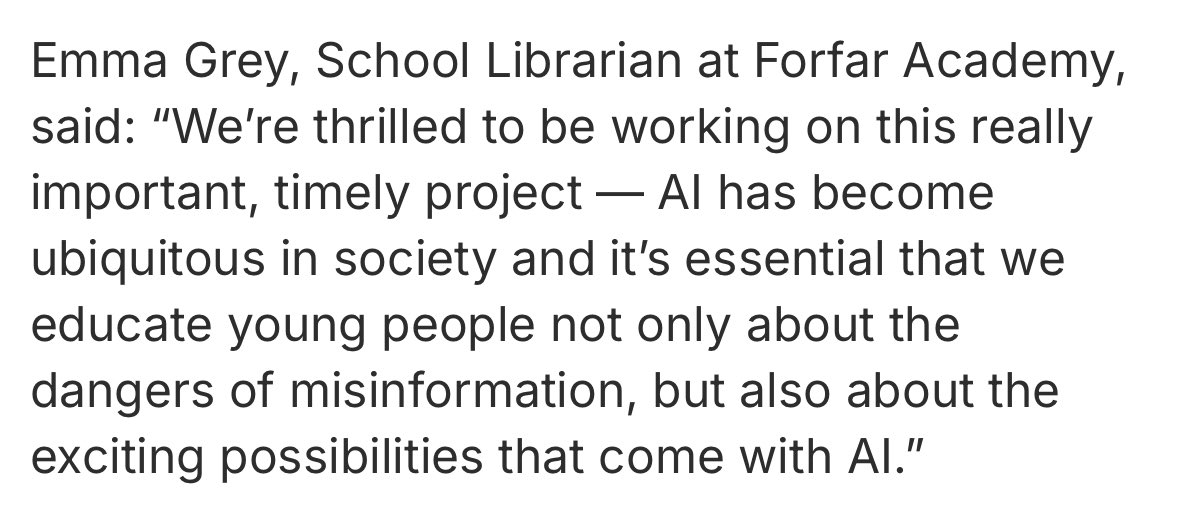 🗞️ we’re in the news! 🗞️ 

aberdeenbusinessnews.co.uk/rgu-awarded-fu…

<a href="/ForAcad/">Forfar Academy</a> #FOROpportunitiesForAll 

<a href="/Dinamartz/">Dina Martzoukou</a> <a href="/RobertGordonUni/">Robert Gordon University (RGU)</a> <a href="/responsibleaiuk/">Responsible Ai UK</a> <a href="/CILIPScotland/">CILIPScotland</a>