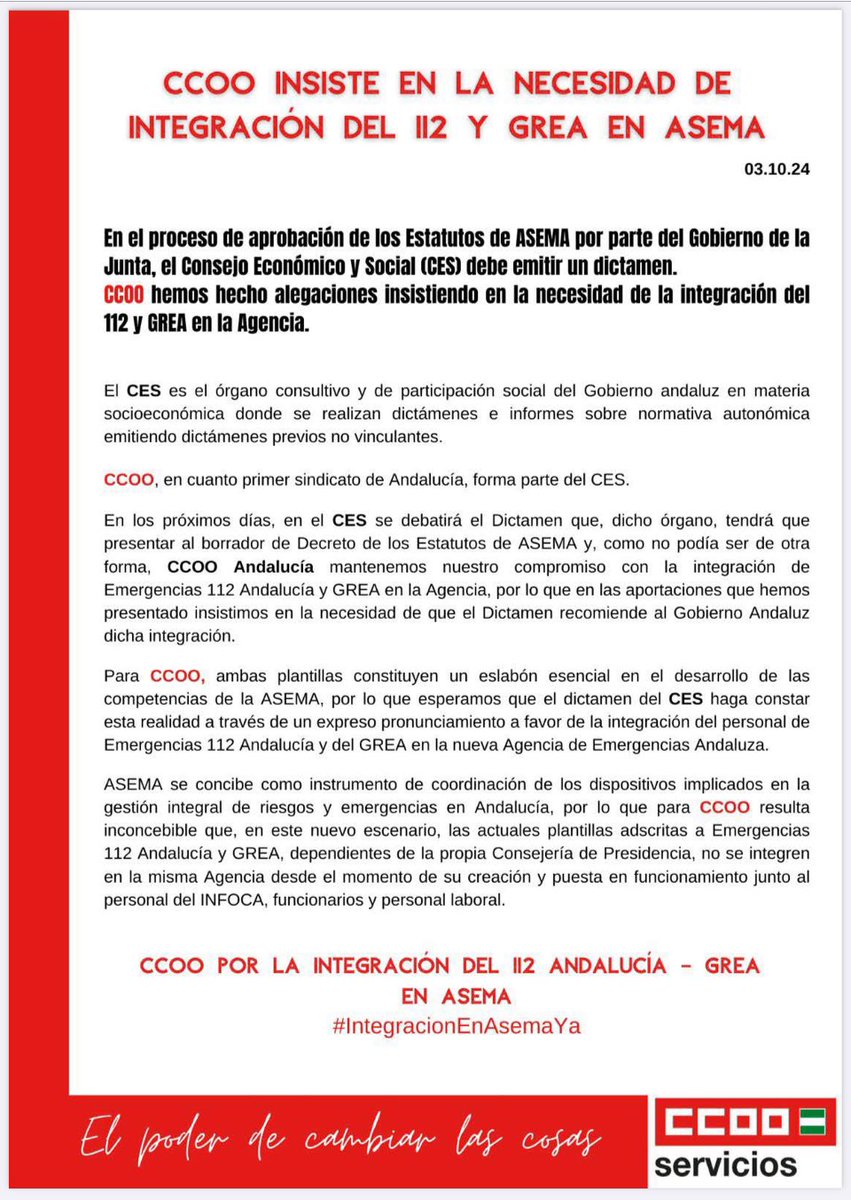 <a href="/FSAN_CCOO/">FSAN-CCOO</a> <a href="/antoniosanz/">Antonio Sanz Cabello</a> <a href="/E112Andalucia/">EMA 112</a>  es de justicia somos un servicio esencial, el primer eslabón entre el ciudadano y su emergencia 🚨 basta yaaaa de subcontratas más de 20 años sin ser valorados profesionalmente
