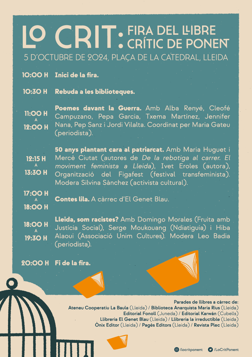 Dissabte 5 d'octubre, durant La Crit, hi haurà la segona jornada del "Cicle de lluita antiracista", amb la taula rodona "Lleida, som racistes?". A les 18h.