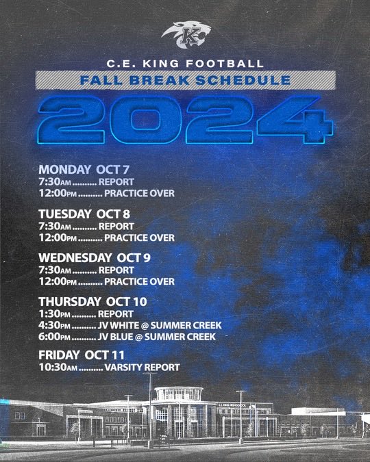 Fall Break schedule.