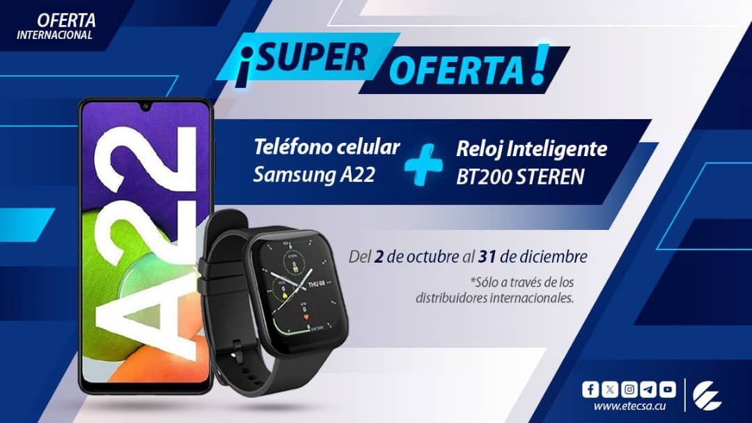Atención! 🚨
La combinación que esperabas ya está aquí!  Un Samsung A22 y un Reloj Inteligente BT200… ¡La dupla perfecta está a tu alcance! 📱⌚
Disponible sólo a través de distribuidores internacionales. 💡
#ofertainternacional#ArtemisaJuntosSomosMás #Artemisa
