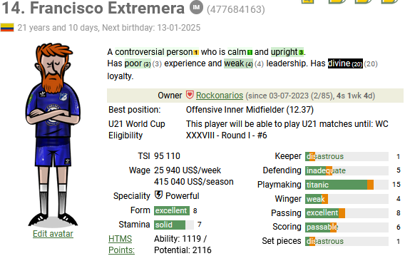 Buenas noticias! 🥳🥳🥳Francisco Extremera ha sido convocado a la Seleccion Colombia U21 para participar en la edicion 38 de la Copa America. Le deseamos la mejor de las suertes en esta experiencia.