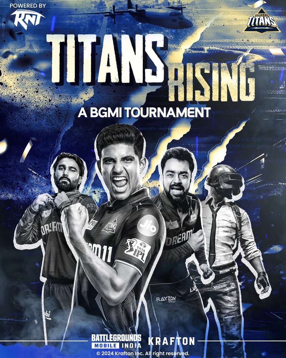 gujarat_titans's tweet photo. Time to test your skill on the battlegrounds and RISE as a TITAN! 👊

An exciting BGMI Tournament coming your way 🔜. Registrations go live in the evening.

#AavaDe | #TitansRising https://t.co/MYvQj6LiHb