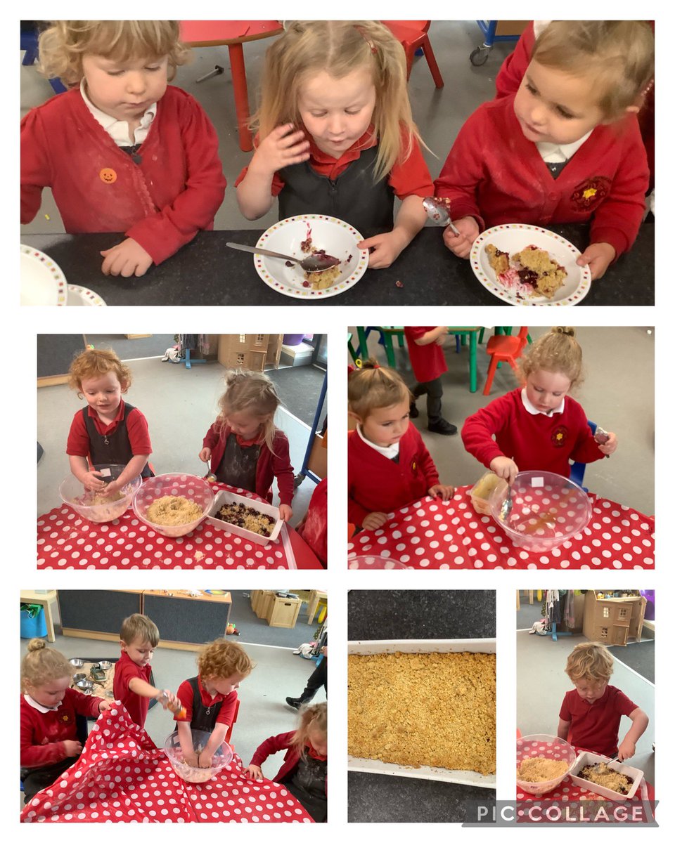 MeithrinYDS's tweet photo. Crymbl mwyar duon i orffen yr wythnos 🧑‍🍳 
Blackberry crumble to finish the week  🥄 https://t.co/pSOS5bNISN