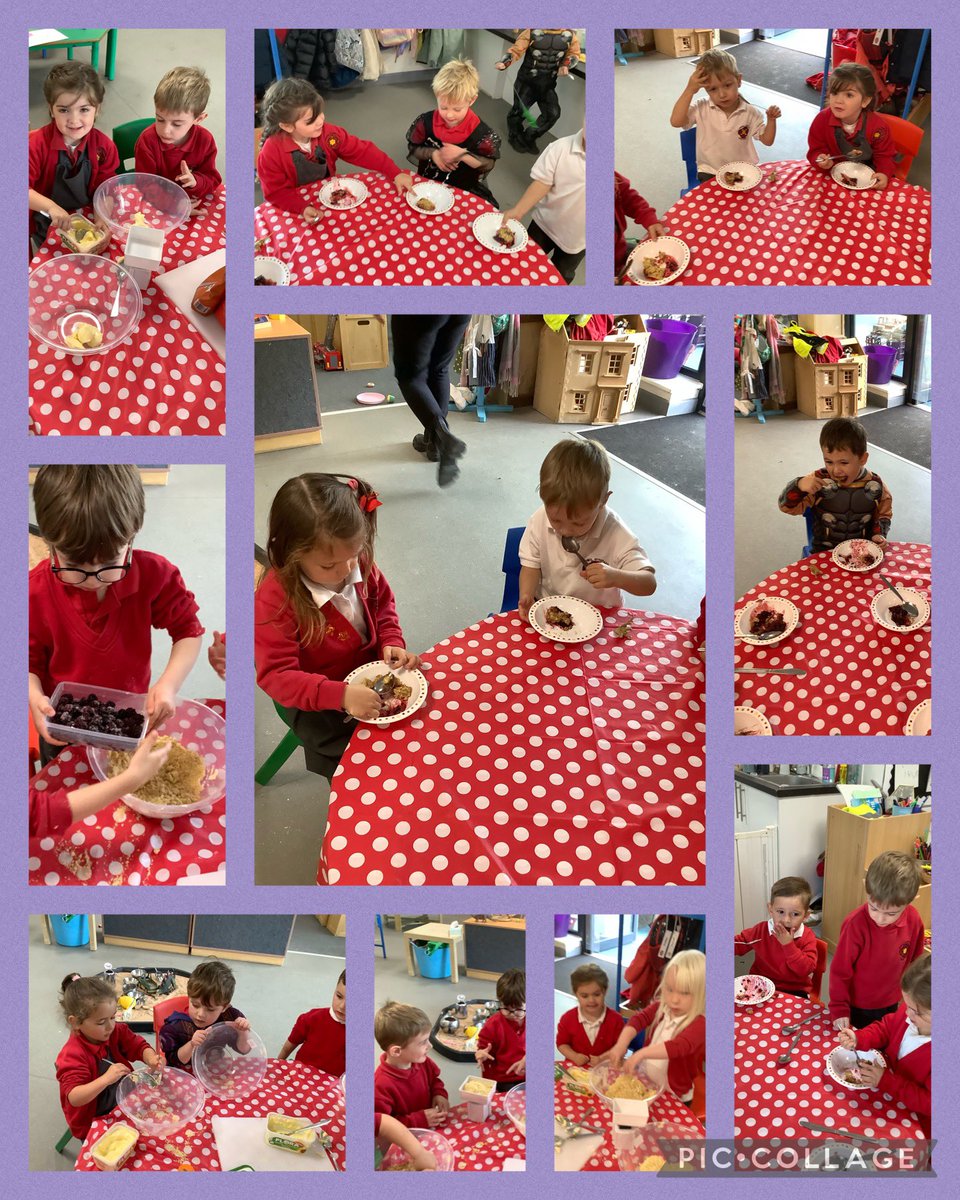 MeithrinYDS's tweet photo. Crymbl mwyar duon i orffen yr wythnos 🧑‍🍳 
Blackberry crumble to finish the week  🥄 https://t.co/pSOS5bNISN