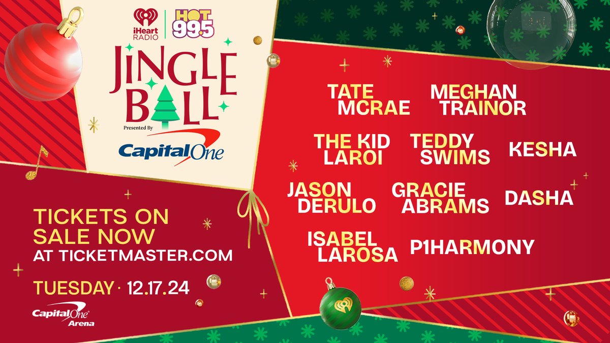 HOT 99.5 (@hot995) on Twitter photo 🚨JINGLE BALL TICKETS ARE ON SALE NOW🚨
10 Artists. One Venue. Best Night of Your Life.
🔗 below for tickets🎫
ihr.fm/DCJBTickets2024
#HOT995JingleBall
Presented by <a href="/CapitalOne/">Capital One</a> 🚨JINGLE BALL TICKETS ARE ON SALE NOW🚨
10 Artists. One Venue. Best Night of Your Life.
🔗 below for tickets🎫
ihr.fm/DCJBTickets2024
#HOT995JingleBall
Presented by <a href="/CapitalOne/">Capital One</a>