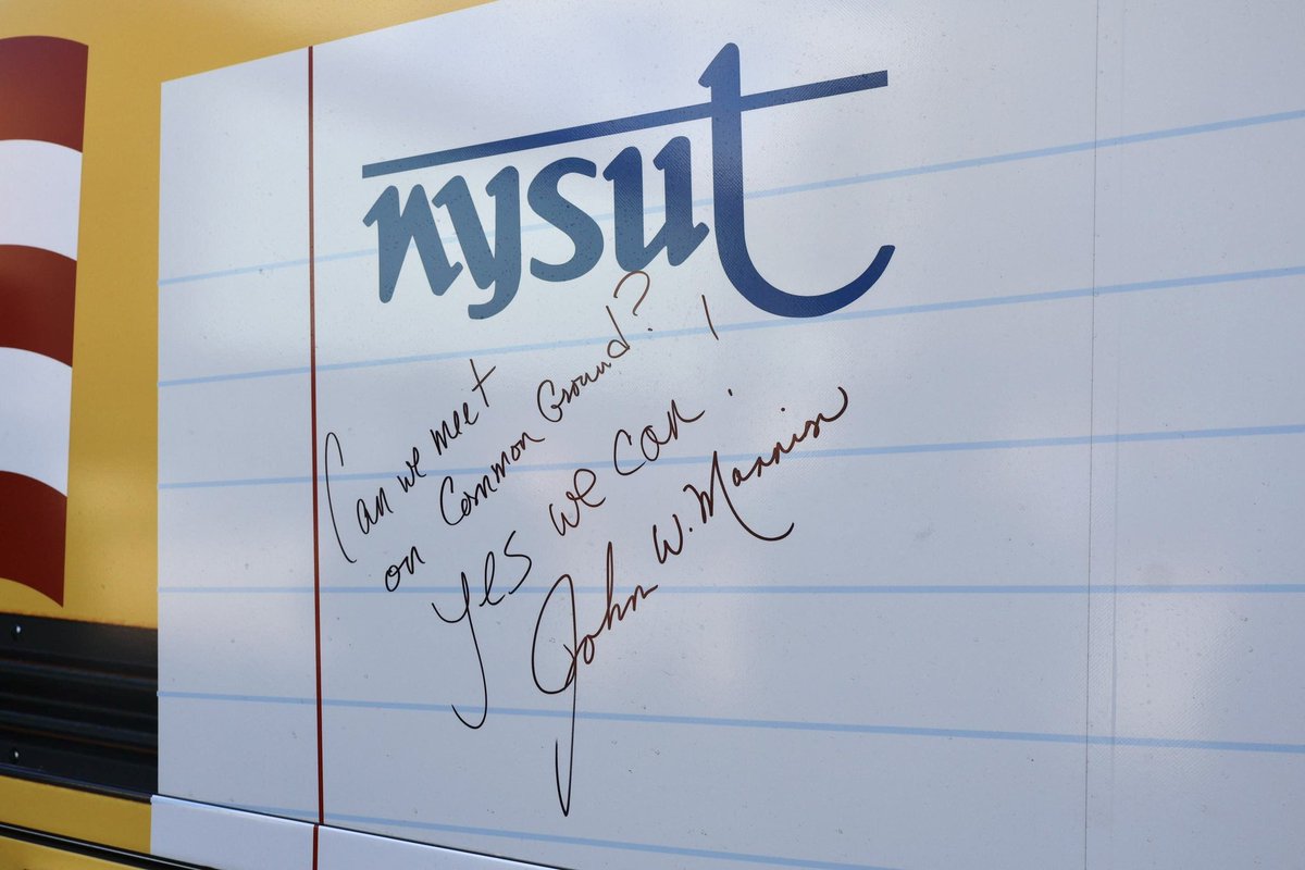Spent my morning with the folks from <a href="/NYSUT/">NYSUT</a> for their Syracuse stop on their bus tour! I spoke with leaders across #NY22 about the Common Ground Over Chaos Campaign.

 I can’t wait to bring this message with me to Congress.