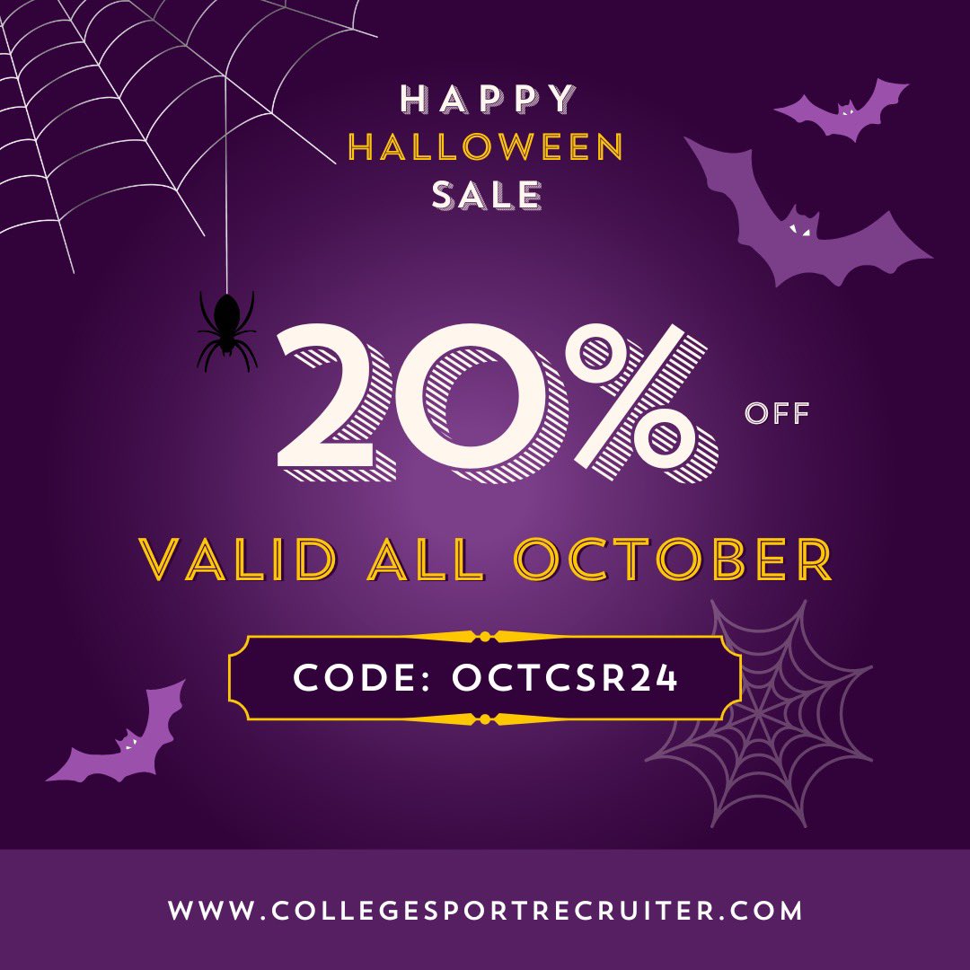 CSR__CSR's tweet image. Do you want to play a sport in college? Get started now and take advantage of our Halloween Sale! 🎃 

➡️ …yer-profile.collegesportrecruiter.com/plans/membersh…
