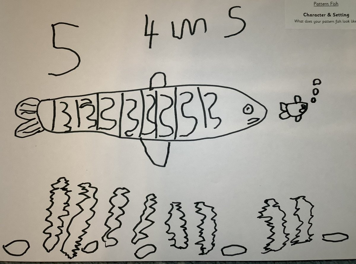 DeanburnPS_P2_1's tweet image. During @mathsweekscot we focused on repeating patterns. After listening to the story Pattern Fish by Trudy Harris, Primary 1 learners drew their own fabulous pattern fish! They added letters and number passcodes to bring their pictures to life.  #Drawingclub #Emergingwriting
