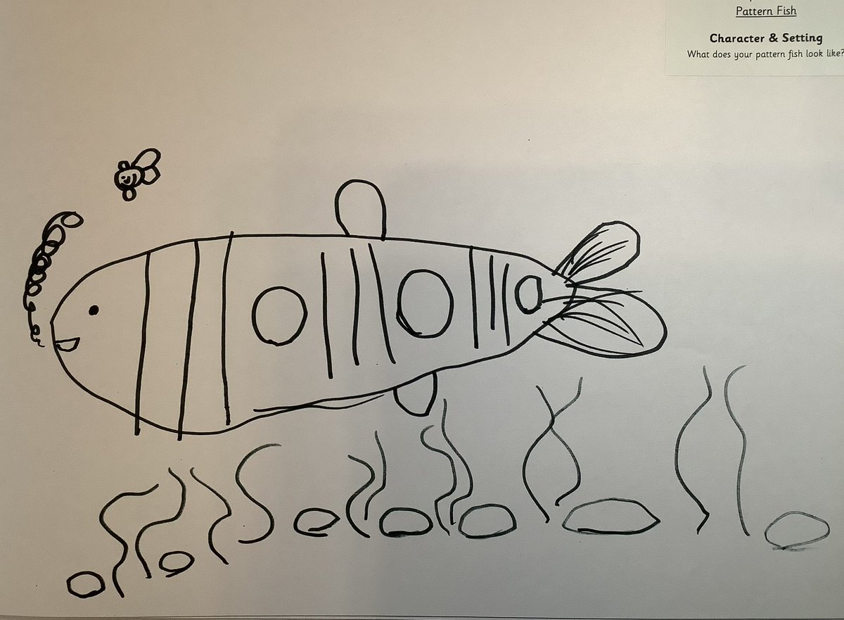 DeanburnPS_P2_1's tweet image. During @mathsweekscot we focused on repeating patterns. After listening to the story Pattern Fish by Trudy Harris, Primary 1 learners drew their own fabulous pattern fish! They added letters and number passcodes to bring their pictures to life.  #Drawingclub #Emergingwriting