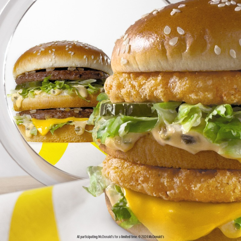 McDonalds's tweet photo. wow the Chicken Big Mac is just like the Big Mac fr