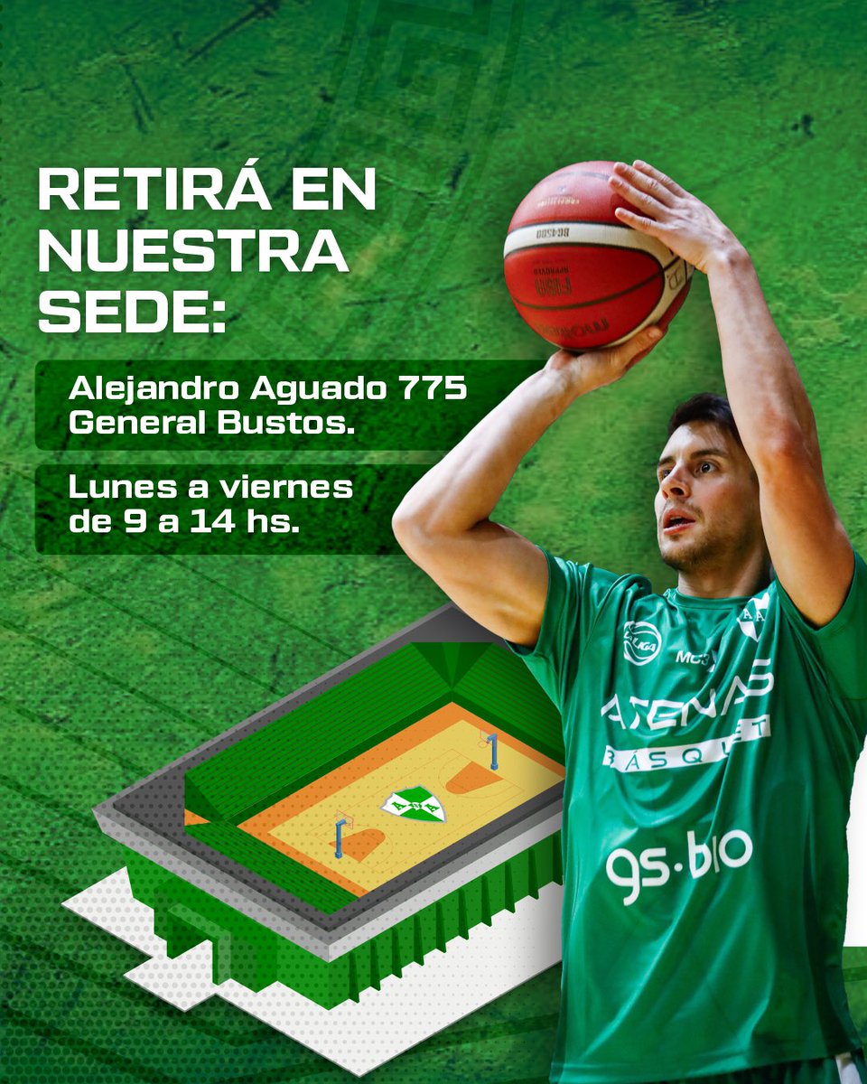 Atenas_oficial's tweet photo. 🎟️ ABONO TEMPORADA 2024-25

Tu momento llego! Apoya y alenta al Griego comprando tu abono 💪🏻🇳🇬 Por tan solo 200.000 pesos reserva tu lugar en el nuevo estadio 🏟️ por toda la temporada. 

🎟️ El abono incluye la Fase Regular y Playoffs.

#atenasvuelvealbarrio
💚🤍 https://t.co/88EnFqJ7L3