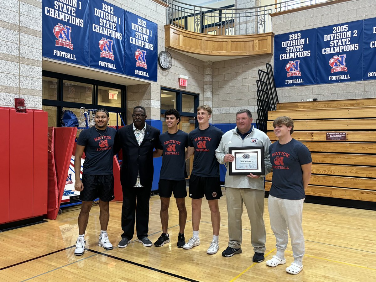 A big Congratulations to Natick Football Head Coach Mark Mortarelli on receiving the New England Patriots Coach of the Week award after the teams 28-7 win over Milford last Friday! 🏈

Congratulations Coach Mortarelli. Natick is lucky to have you!!