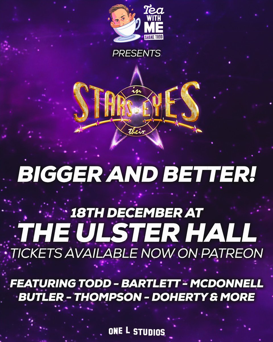 IT’S BACK 🎄 big aul festive show in Belfast’s Ulster Hall as your favourite comedians battle it out with music covers to win money for charity! Hosted again by the one and only Andrew Ryan

Onsale on Tea With Me Patreon right now, and will go public soon if we don’t sell it out