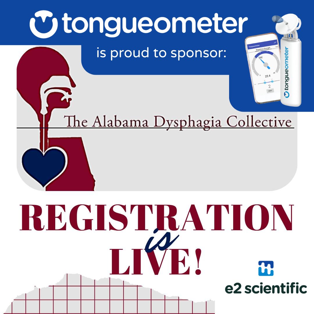 Tongueometer's tweet photo. The Tongueometer is proud to sponsor the Alabama Dysphagia Collective Annual Conference, happening November 8-9 at the Bryant Conference Center in Tuscaloosa, AL! This year’s event will focus on case-based learning in dysphagia management!  

Register: https://t.co/0xmgHYihQe https://t.co/54PHaEHCAN