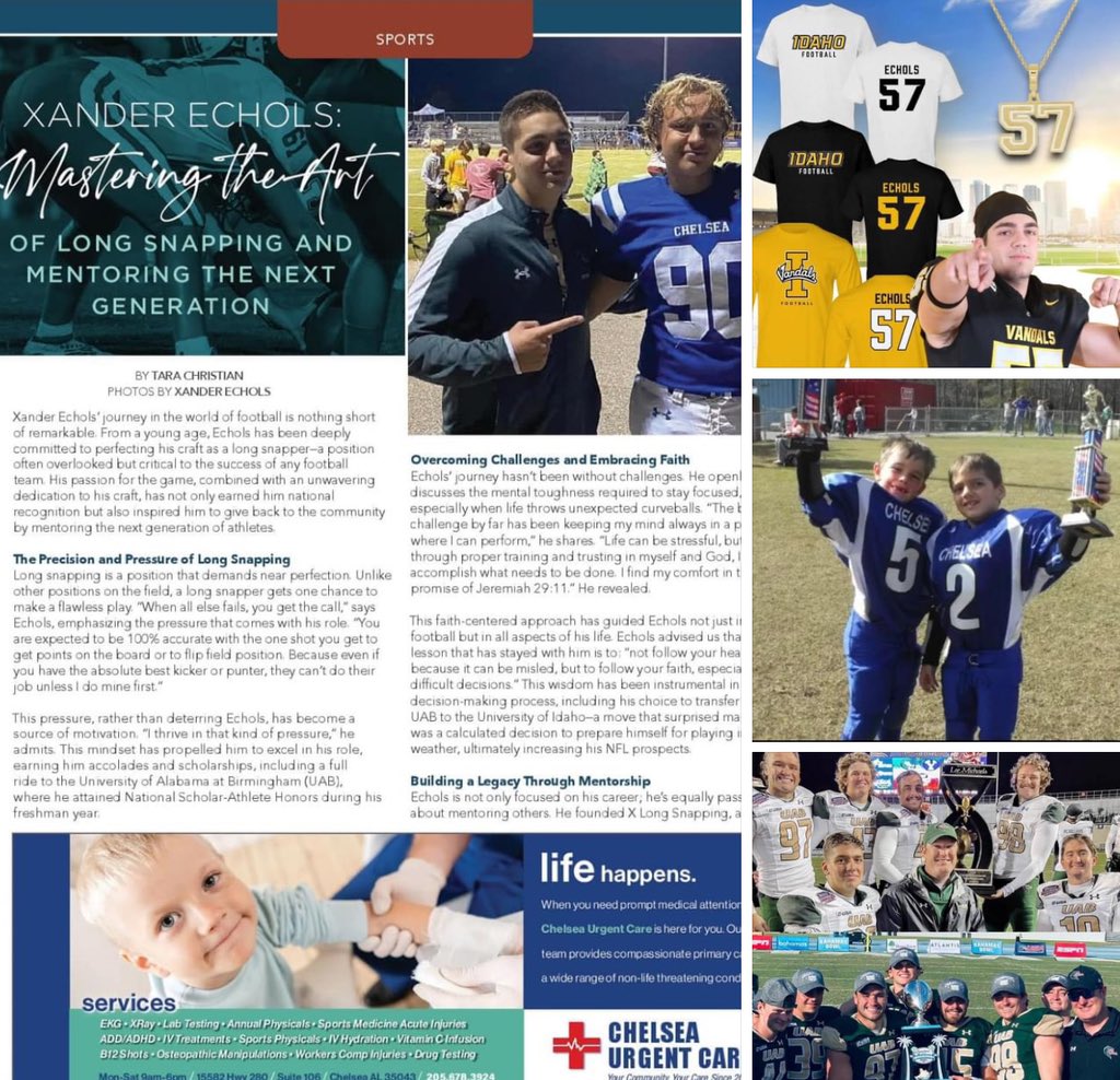 XanderEchols's tweet photo. What an honor to be recognized in my hometown #chelseaalabama from my 1st championship to when we were winning back to back bowl championships at UAB to a top talent team in Idaho! #Blessed @ChelseaAlabama @CoachBillClark @Coach_Sutt @bryantvincent44 @Google @longsnapcom https://t.co/F19ku6HBkb