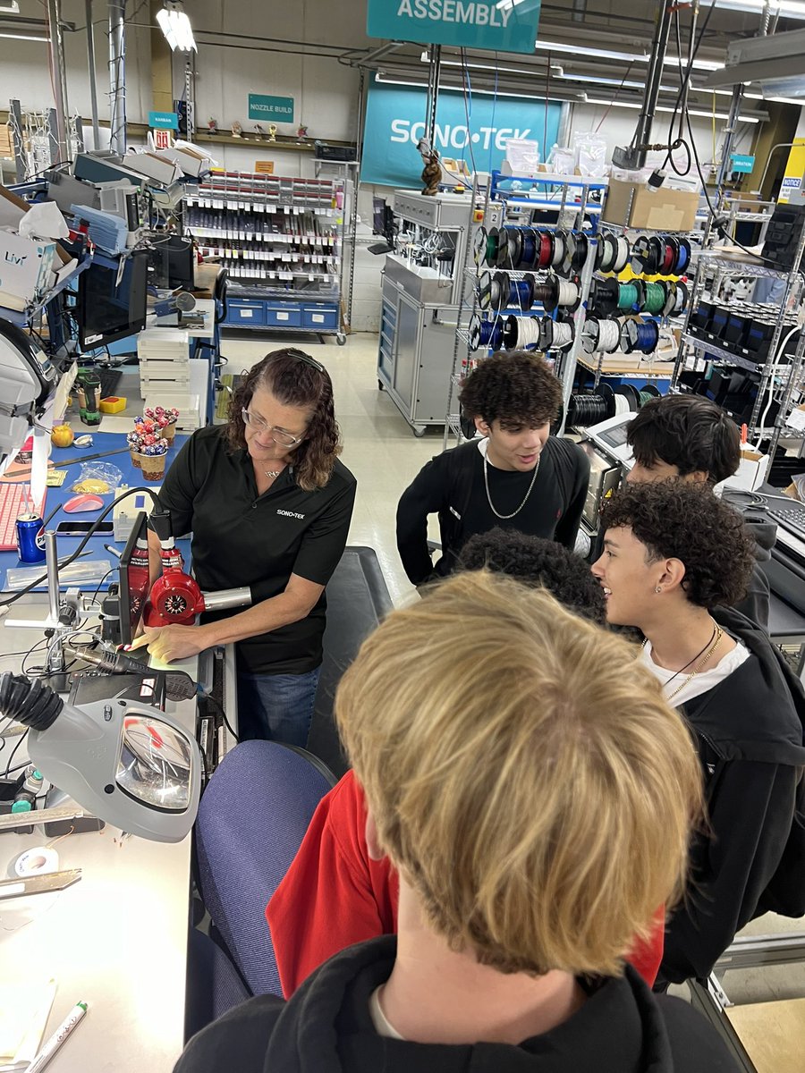 MHSEngineering1's tweet photo. Happy Manufacturing Day!  Our visit to @sonotekcorp was amazing like always! We wanted to thank all of the outstanding people at Sono-Tek as they take the time to show our students the exceptional things they do right in Milton! Our partnership is greatly appreciated! https://t.co/oLcBM2i5vo