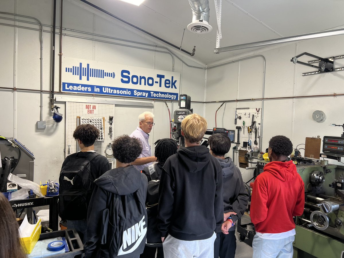 MHSEngineering1's tweet photo. Happy Manufacturing Day!  Our visit to @sonotekcorp was amazing like always! We wanted to thank all of the outstanding people at Sono-Tek as they take the time to show our students the exceptional things they do right in Milton! Our partnership is greatly appreciated! https://t.co/oLcBM2i5vo