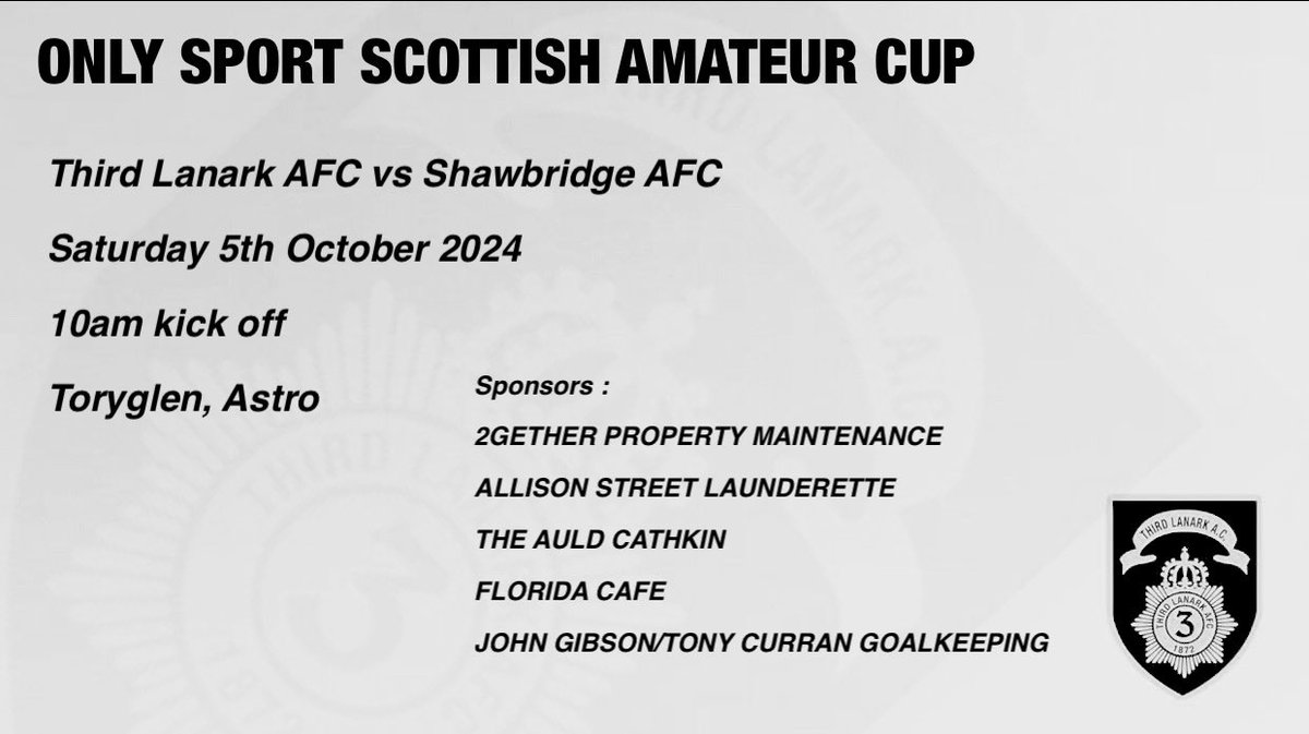 the major ⚽️ second round ⚪️

special thanks to our sponsors,
2gether Property Maintenance
The Auld Cathkin
Allison St. Laundrette &amp; Dry Cleaners
Florida Cafe
John Gibson/Tony Curran Goalkeeping Academy