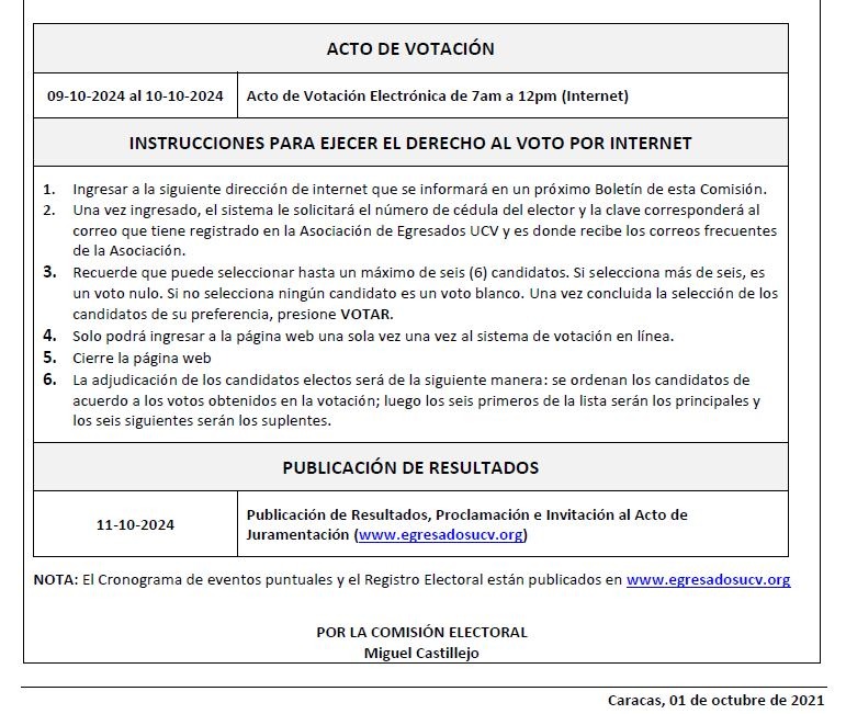 Por aqui pueden votar si desea favorecerme con su voto en la Junta Directiva de la Asociación de Egresados y Amigos de la Universidad Central de Venezuela. Soc. MSC. Esp. Carlos Enrique Guzmán Cardenas 
egresadosucv.org/candidatos-ace…