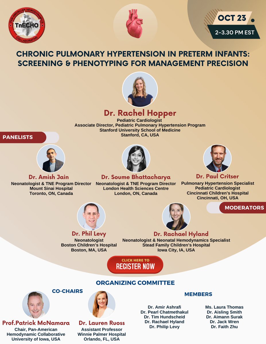 Neonatal Hemodynamics Research Centre (@neohemodynamics) on Twitter photo Join us on October 23 @ 2pm ET for the next International Neonatal Hemodynamics Webinar: Chronic Pulmonary Hypertension in Preterm Infants with Dr. Rachel Hopper from <a href="/StanfordMed/">Stanford Medicine</a>! #neoTwitter #neohemodynamics #NHTSASE
Register: form.jotform.com/220336877466970 Join us on October 23 @ 2pm ET for the next International Neonatal Hemodynamics Webinar: Chronic Pulmonary Hypertension in Preterm Infants with Dr. Rachel Hopper from <a href="/StanfordMed/">Stanford Medicine</a>! #neoTwitter #neohemodynamics #NHTSASE
Register: form.jotform.com/220336877466970